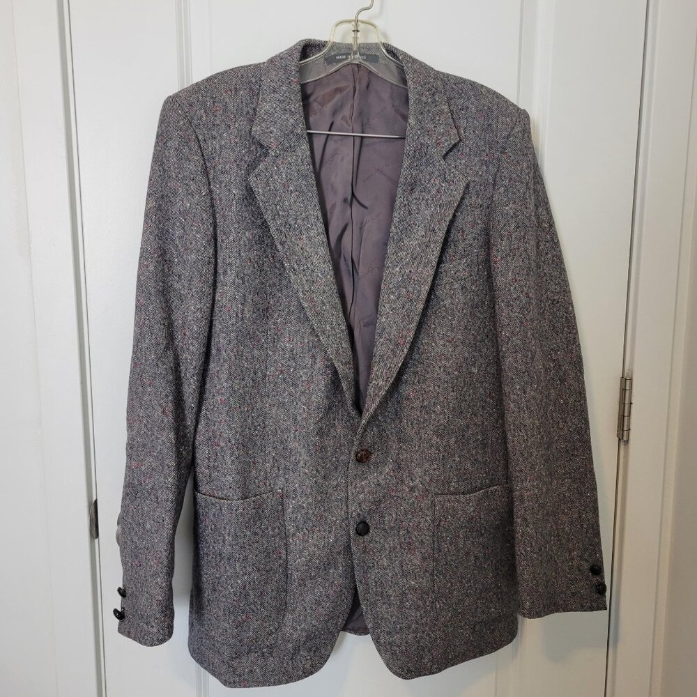 Yves Saint Laurent Men 42 Suit Jacket YSL Blazer Coat Gray Wool France Vintage